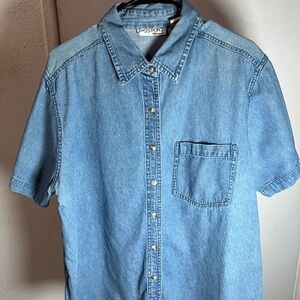 Passport Light Blue Denim Short-Sleeve Button-Down Shirt